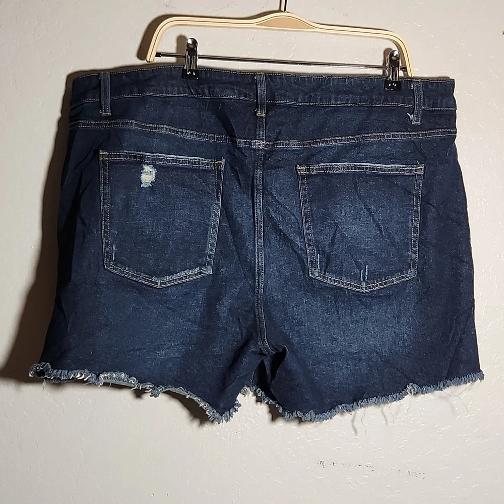 TERRA & SKY 20W DarknWash Distressed Cut Off Shorts